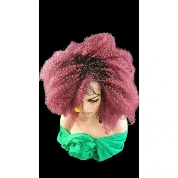 "Braided Wigs - 100% Handcrafted, Short Afro Style, Vibrant Red Color, NWT - Picture 15 of 15